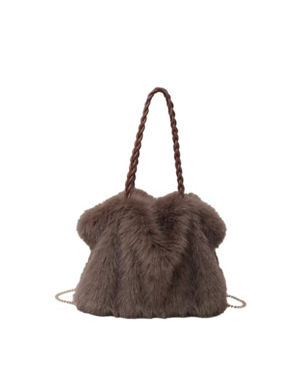 Faux Fur Fluffy Shoulder Bag Furry Purse with Chain Strap